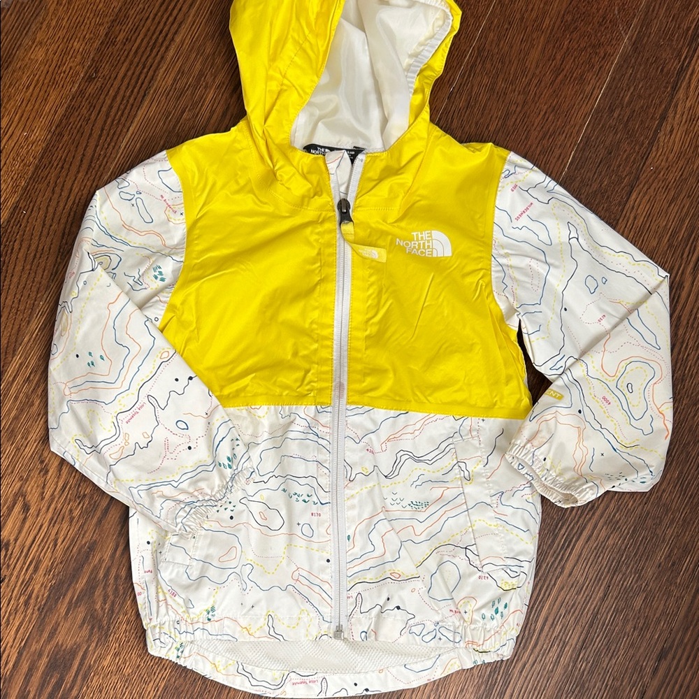 The North Face Yellow and White Map Print Jacket